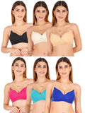 Women Everyday Padded Bra With Transparent With Bra Color Strap (Pack 6)