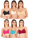 Women Everyday Padded Bra With Transparent With Bra Color Strap (Pack 6)