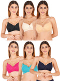 Women Everyday Padded Bra With Transparent With Bra Color Strap (Pack 6)