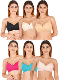 Women Everyday Padded Bra With Transparent With Bra Color Strap (Pack 6)