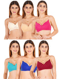 Women Everyday Padded Bra With Transparent With Bra Color Strap (Pack 6)