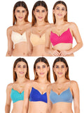 Women Everyday Padded Bra With Transparent With Bra Color Strap (Pack 6)