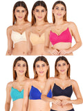 Women Everyday Padded Bra With Transparent With Bra Color Strap (Pack 6)