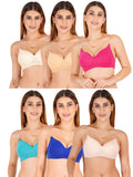 Women Everyday Padded Bra With Transparent With Bra Color Strap (Pack 6)