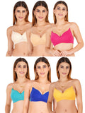 Women Everyday Padded Bra With Transparent With Bra Color Strap (Pack 6)