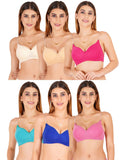 Women Everyday Padded Bra With Transparent With Bra Color Strap (Pack 6)
