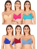 Women Everyday Padded Bra With Transparent With Bra Color Strap (Pack 6)