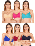 Women Everyday Padded Bra With Transparent With Bra Color Strap (Pack 6)