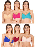 Women Everyday Padded Bra With Transparent With Bra Color Strap (Pack 6)