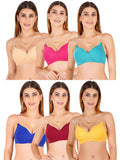 Women Everyday Padded Bra With Transparent With Bra Color Strap (Pack 6)