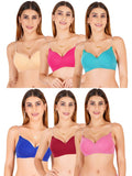 Women Everyday Padded Bra With Transparent With Bra Color Strap (Pack 6)