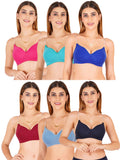Women Everyday Padded Bra With Transparent With Bra Color Strap (Pack 6)