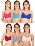 Women Everyday Padded Bra With Transparent With Bra Color Strap (Pack 6)