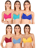 Women Everyday Padded Bra With Transparent With Bra Color Strap (Pack 6)