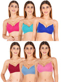 Women Everyday Padded Bra With Transparent With Bra Color Strap (Pack 6)
