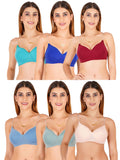 Women Everyday Padded Bra With Transparent With Bra Color Strap (Pack 6)