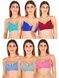 Women Everyday Padded Bra With Transparent With Bra Color Strap (Pack 6)