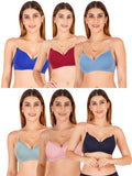 Women Everyday Padded Bra With Transparent With Bra Color Strap (Pack 6)