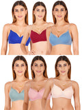 Women Everyday Padded Bra With Transparent With Bra Color Strap (Pack 6)