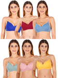 Women Everyday Padded Bra With Transparent With Bra Color Strap (Pack 6)