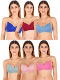 Women Everyday Padded Bra With Transparent With Bra Color Strap (Pack 6)