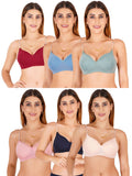 Women Everyday Padded Bra With Transparent With Bra Color Strap (Pack 6)