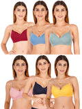 Women Everyday Padded Bra With Transparent With Bra Color Strap (Pack 6)