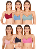 Women Everyday Padded Bra With Transparent With Bra Color Strap (Pack 6)