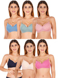 Women Everyday Padded Bra With Transparent With Bra Color Strap (Pack 6)