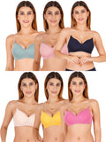 Women Everyday Padded Bra With Transparent With Bra Color Strap (Pack 6)
