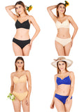 Padded Bra Panty Set With Transparent And Bra Color Strap (Pack Of 4)