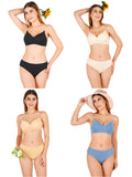 Padded Bra Panty Set With Transparent And Bra Color Strap (Pack Of 4)