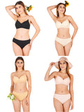 Padded Bra Panty Set With Transparent And Bra Color Strap (Pack Of 4)