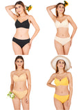 Padded Bra Panty Set With Transparent And Bra Color Strap (Pack Of 4)