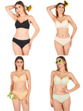 Padded Bra Panty Set With Transparent And Bra Color Strap (Pack Of 4)