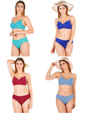 Padded Bra Panty Set With Transparent And Bra Color Strap (Pack Of 4)