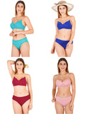 Padded Bra Panty Set With Transparent And Bra Color Strap (Pack Of 4)