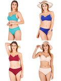 Padded Bra Panty Set With Transparent And Bra Color Strap (Pack Of 4)