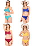 Padded Bra Panty Set With Transparent And Bra Color Strap (Pack Of 4)
