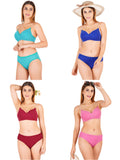 Padded Bra Panty Set With Transparent And Bra Color Strap (Pack Of 4)