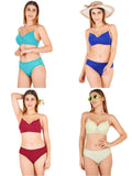 Padded Bra Panty Set With Transparent And Bra Color Strap (Pack Of 4)