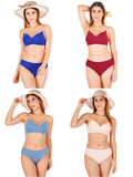 Padded Bra Panty Set With Transparent And Bra Color Strap (Pack Of 4)