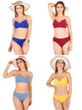 Padded Bra Panty Set With Transparent And Bra Color Strap (Pack Of 4)