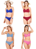 Padded Bra Panty Set With Transparent And Bra Color Strap (Pack Of 4)
