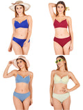 Padded Bra Panty Set With Transparent And Bra Color Strap (Pack Of 4)
