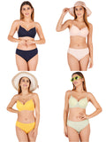 Padded Bra Panty Set With Transparent And Bra Color Strap (Pack Of 4)