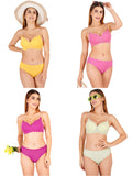 Padded Bra Panty Set With Transparent And Bra Color Strap (Pack Of 4)