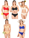 Padded Bra Panty Set With Transparent And Bra Color Strap (Pack Of 5)