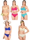 Padded Bra Panty Set With Transparent And Bra Color Strap (Pack Of 5)