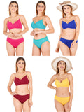 Padded Bra Panty Set With Transparent And Bra Color Strap (Pack Of 5)